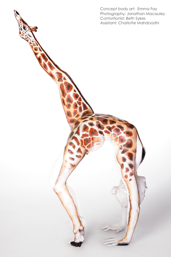 Human Giraffe Bodypainting - Emma Fay